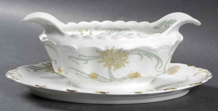 Schleiger 492A Gravy Boat with Attached Underplate by Haviland-1