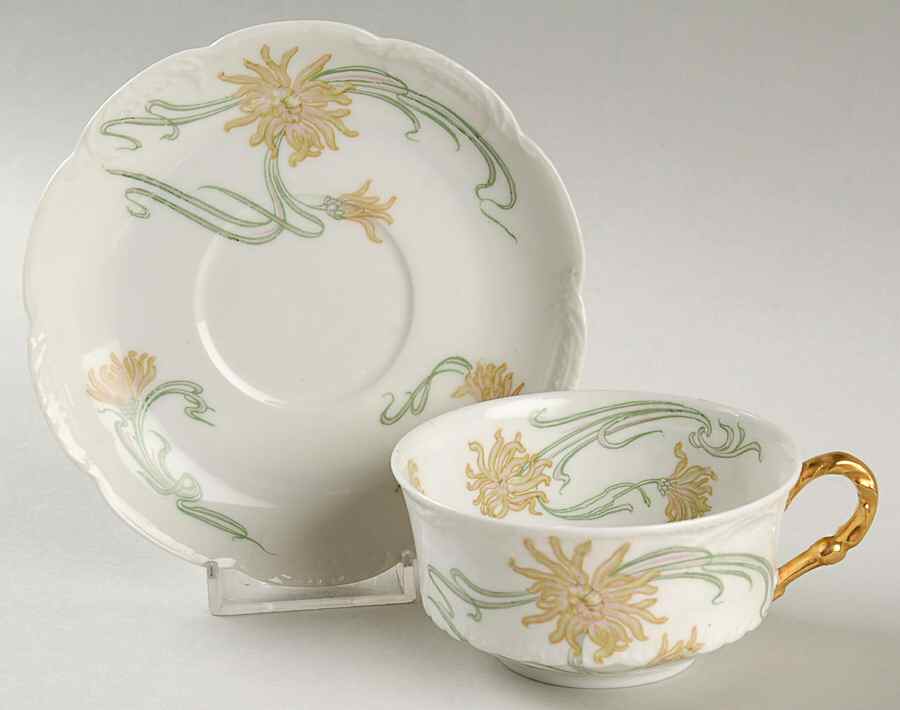 Schleiger 492A Flat Cup & Saucer Set by Haviland-1