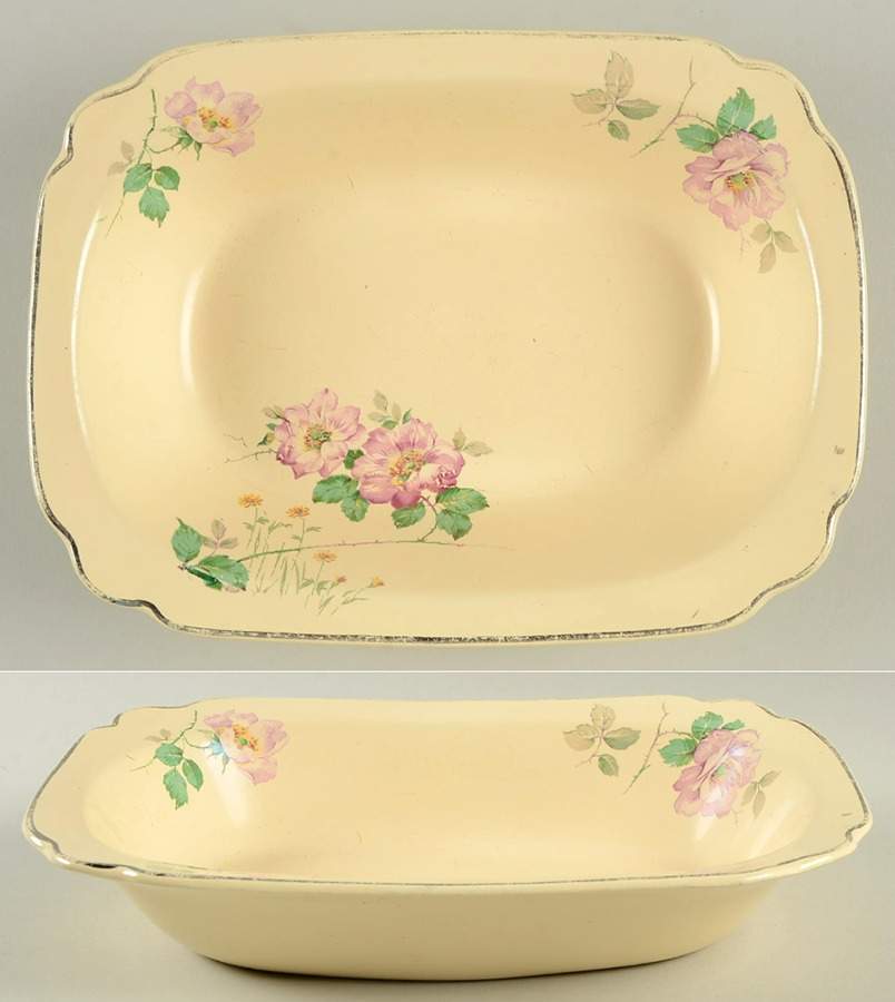 C33 (Platinum Trim) 9" Oval Vegetable Bowl by Homer Laughlin -1