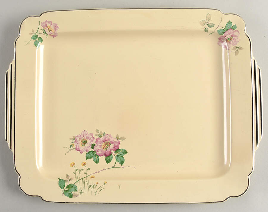 C33 (Platinum Trim) 15" Oval Serving Platter by Homer Laughlin -1