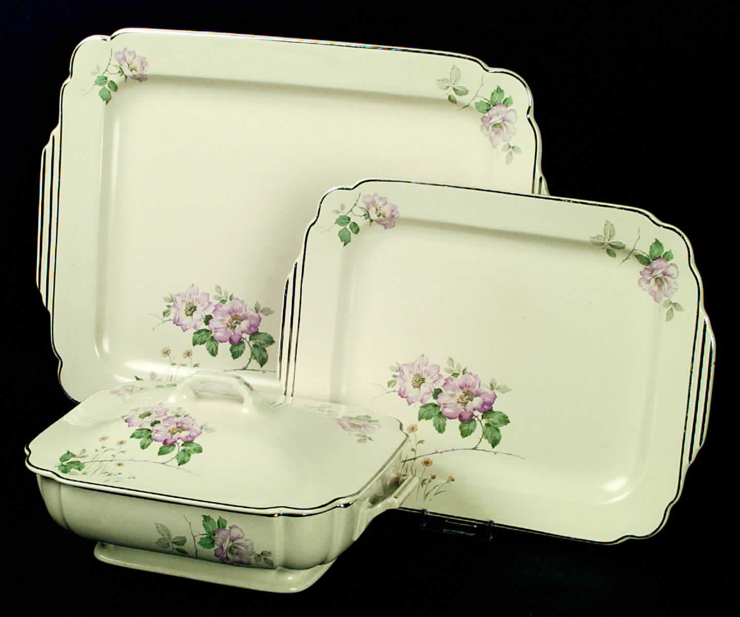 C33 (Platinum Trim) 11" Oval Serving Platter by Homer Laughlin -1