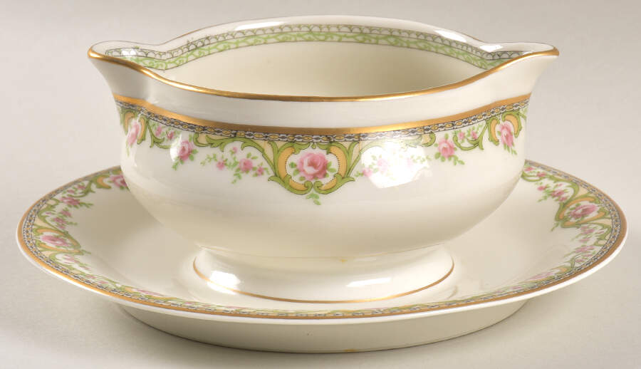 Schleiger 614-1 Gravy Boat with Attached Underplate by Haviland-1
