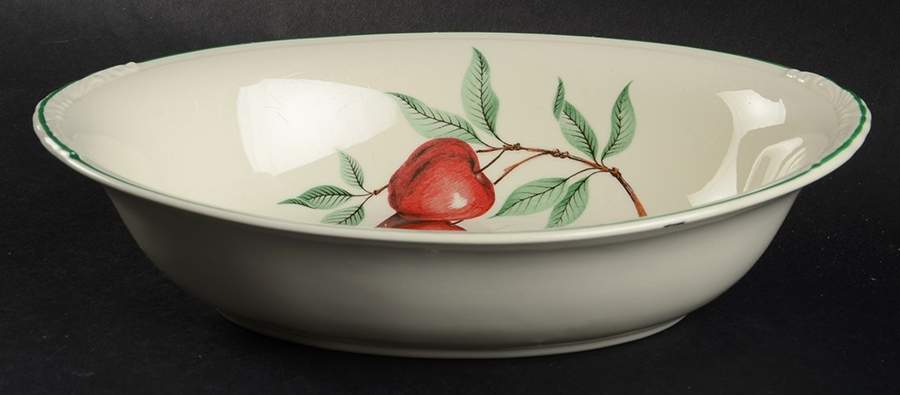 Red Apple (Rim Shape) 9" Oval Vegetable Bowl by Homer Laughlin -1