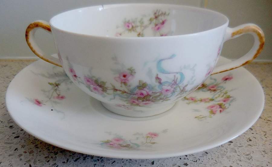 Schleiger 342s-1 Flat Bouillon Cup & Saucer by Haviland-1