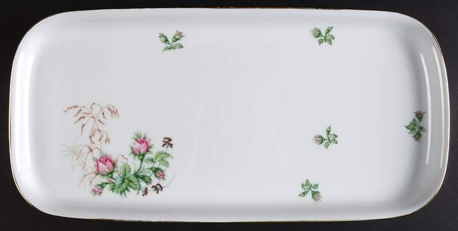 Moss Rose (White Background, Coupe) Large Sandwich Tray by Heinrich - H&C-1