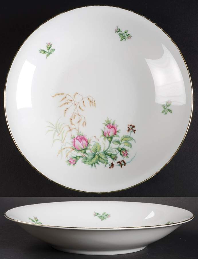 Moss Rose (White Background, Coupe) Large Coupe Soup Bowl by Heinrich - H&C-1