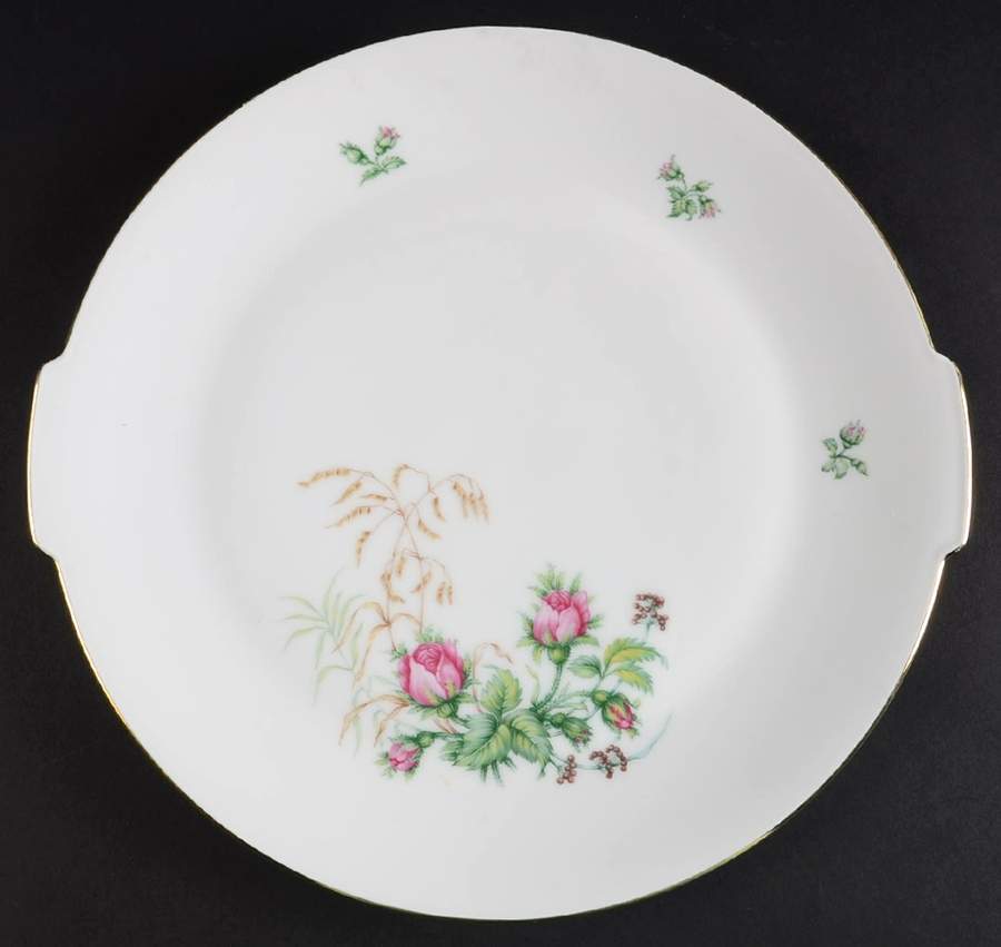 Moss Rose (White Background, Coupe) Handled Cake Plate by Heinrich - H&C-1