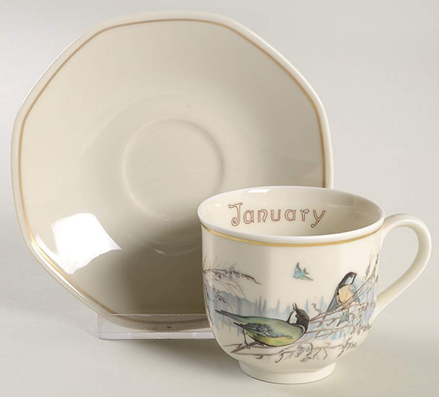 The Country Diary of An Edwardian Lady Footed Cup & Saucer Set by Heinrich - H&C-1