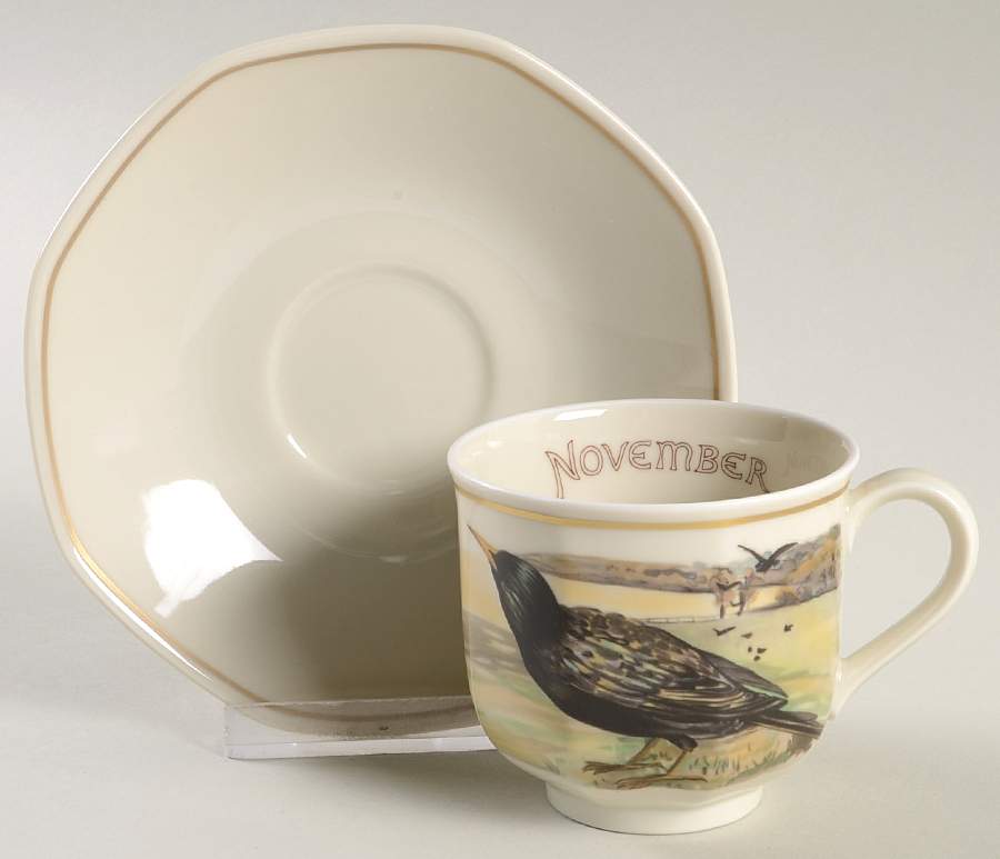 The Country Diary of An Edwardian Lady Footed Cup & Saucer Set by Heinrich - H&C-1