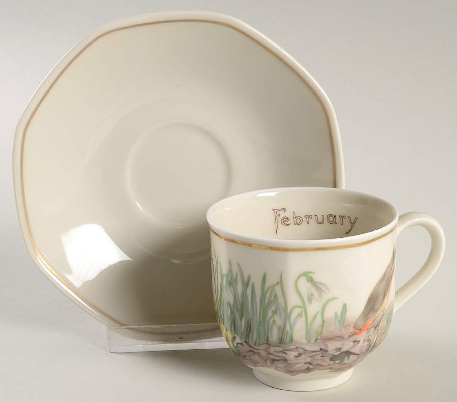 The Country Diary of An Edwardian Lady Footed Cup & Saucer Set by Heinrich - H&C-1