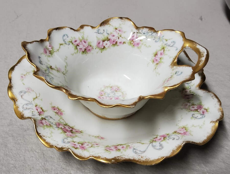 Schleiger 340f Mayonnaise Bowl & Underplate by Haviland-1