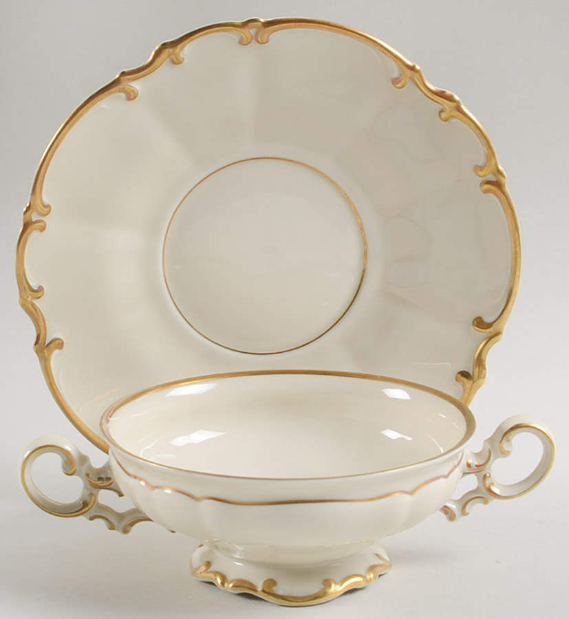 5810 Footed Cream Soup Bowl & Saucer Set by Hutschenreuther-1