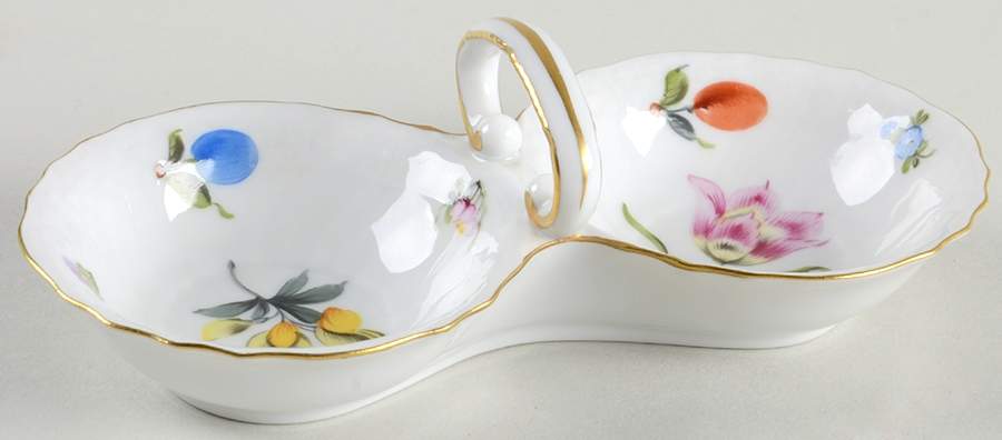 Fruits Necker Twin Salt Dip W/Center Handle by Herend-1