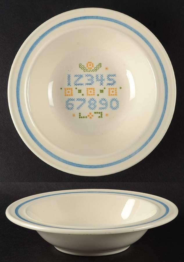 Cross Stitch Rim Cereal Bowl by Homer Laughlin -1
