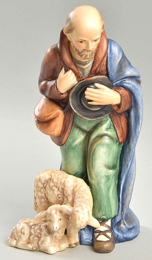 Nativity-Colored Tm8-Shepherd Standing W/Sheep - Boxed by M.I. Hummel-1
