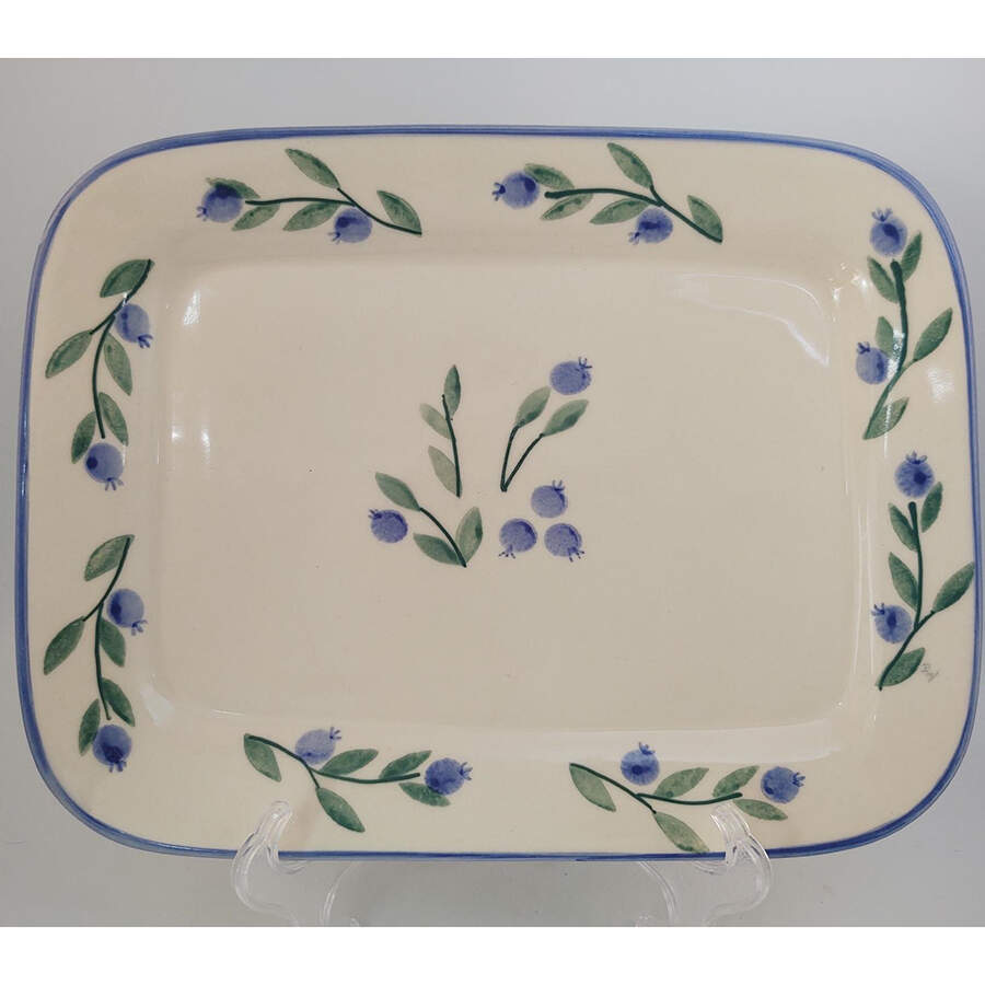 Blueberry (Green & Blue Bands) 12" Rectangular Serving Platter by Hartstone-1