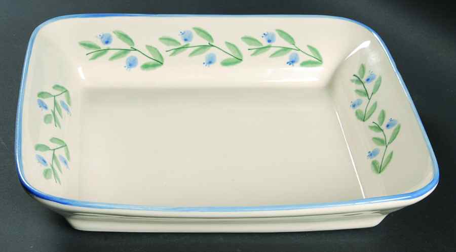 Blueberry (Green & Blue Bands) 12" Square Vegetable Bowl by Hartstone-1