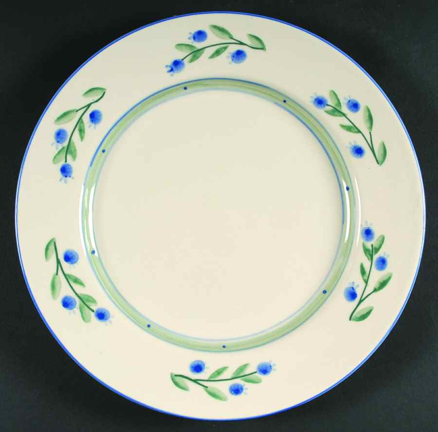 Blueberry (Green & Blue Bands) 12" Chop Plate (Round Platter) by Hartstone-1