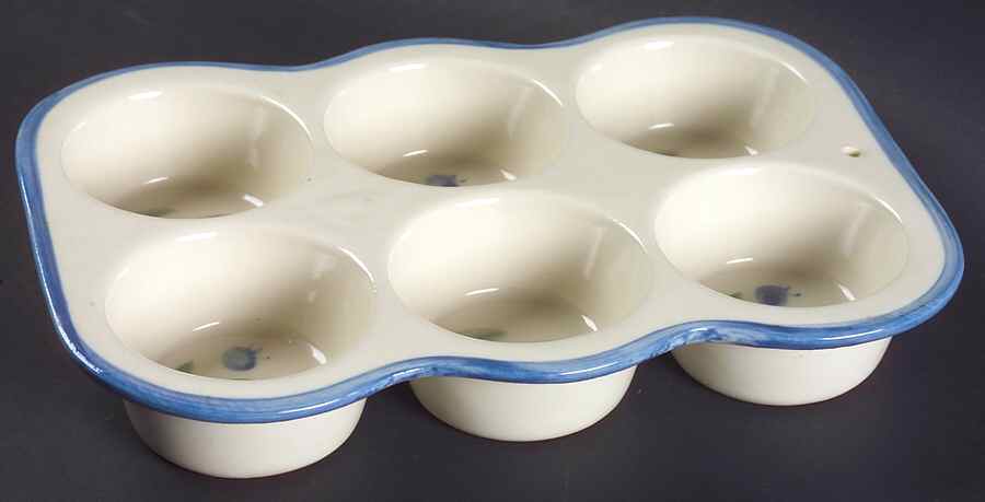 Blueberry (Green & Blue Bands) Muffin Pan (Holds 6 Muffins) by Hartstone-1
