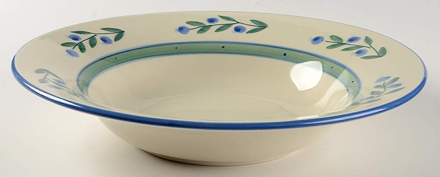 Blueberry (Green & Blue Bands) 12" Pasta Serving Bowl by Hartstone-1