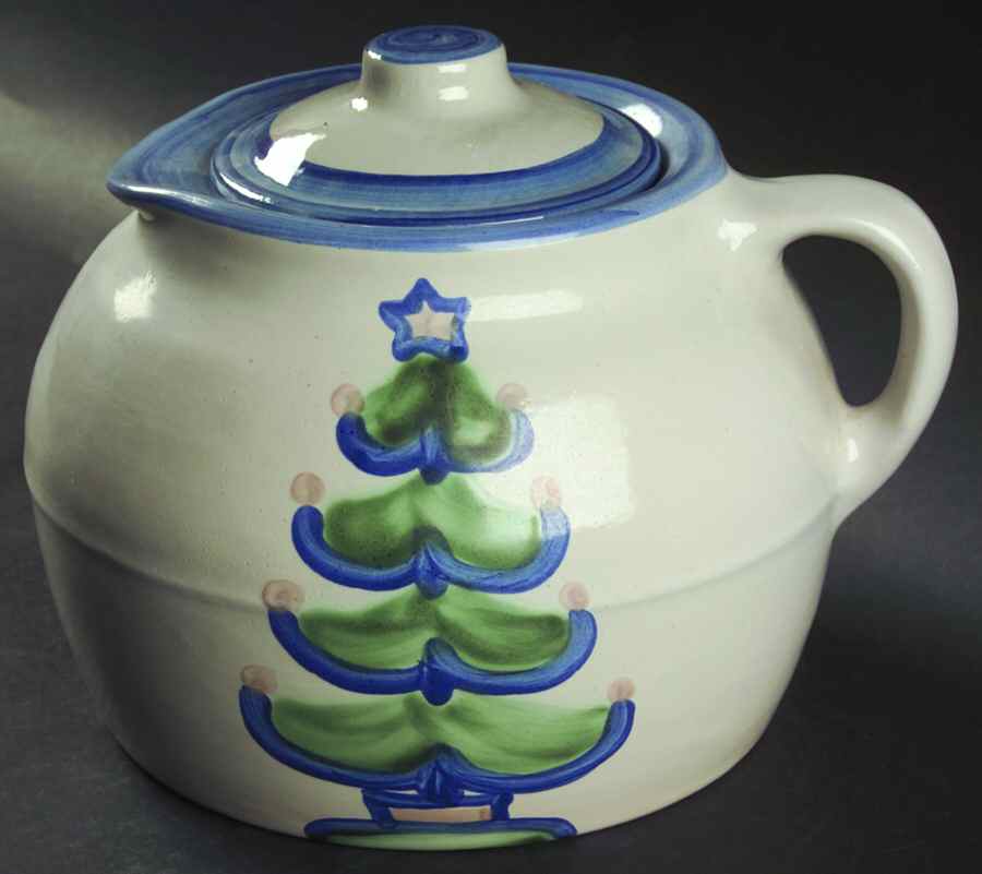 Christmas Bean Pot & Lid by M A Hadley-1
