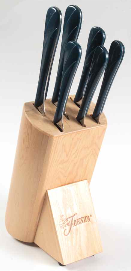 Fiesta Juniper (Intro 1999) 6 Piece Cutlery Set with Small Wood Block by Homer Laughlin -1