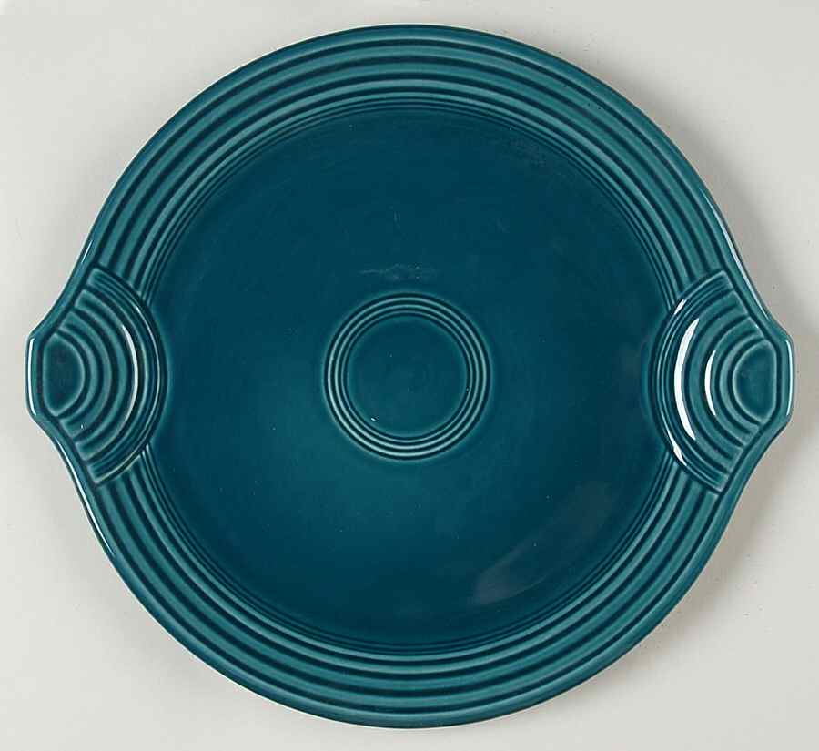 Fiesta Juniper (Intro 1999) Handled Cake Plate by Homer Laughlin -1
