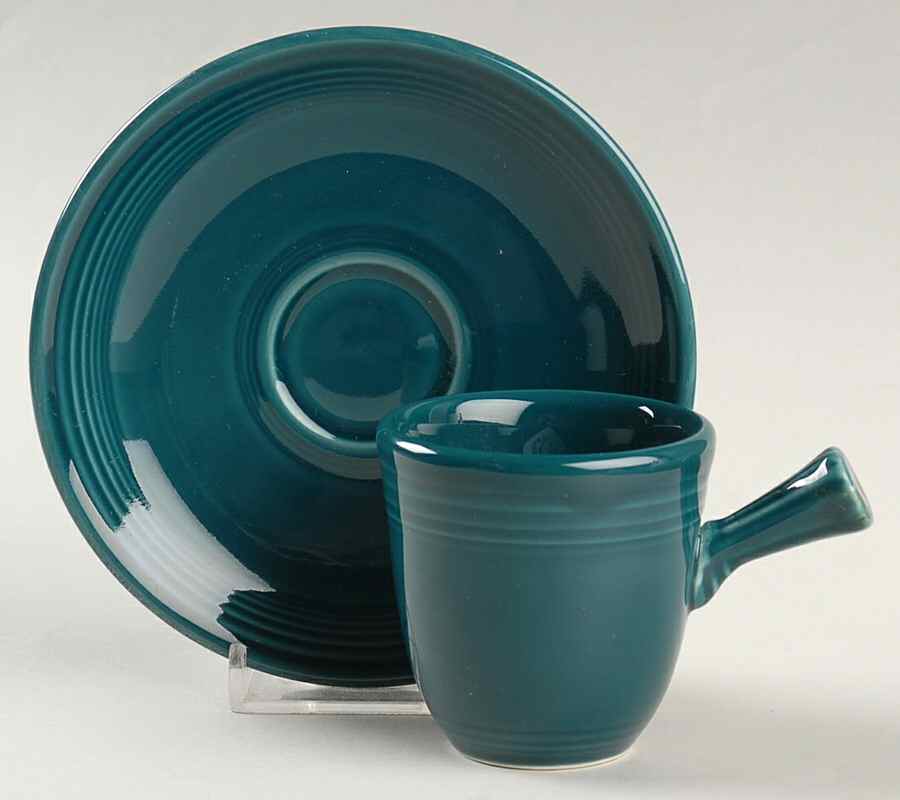 Fiesta Juniper (Intro 1999) Stick Handle Demitasse Cup & Saucer Set by Homer Laughlin -1