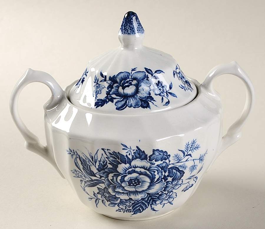 Beacon Hill Blue Sugar Bowl & Lid by Hostess Tableware-1