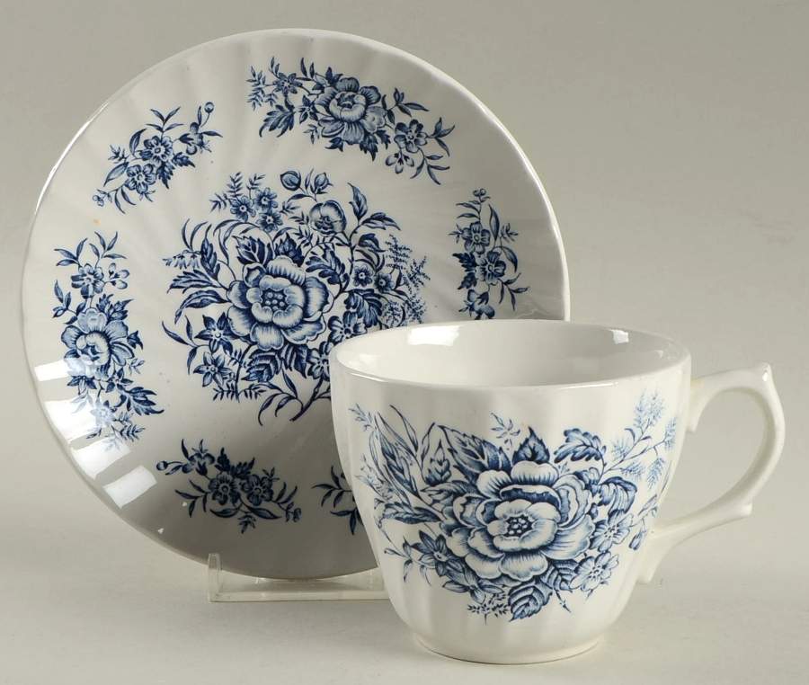 Beacon Hill Blue Flat Cup & Saucer Set by Hostess Tableware-1