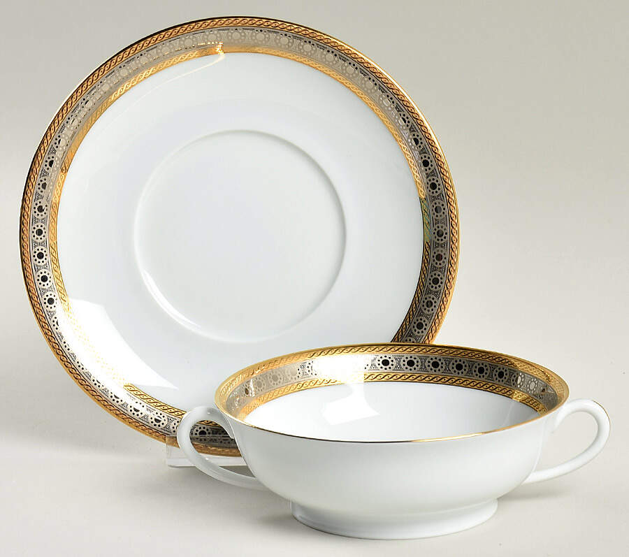Place Vendome Flat Cream Soup Bowl & Saucer Set by Haviland-1