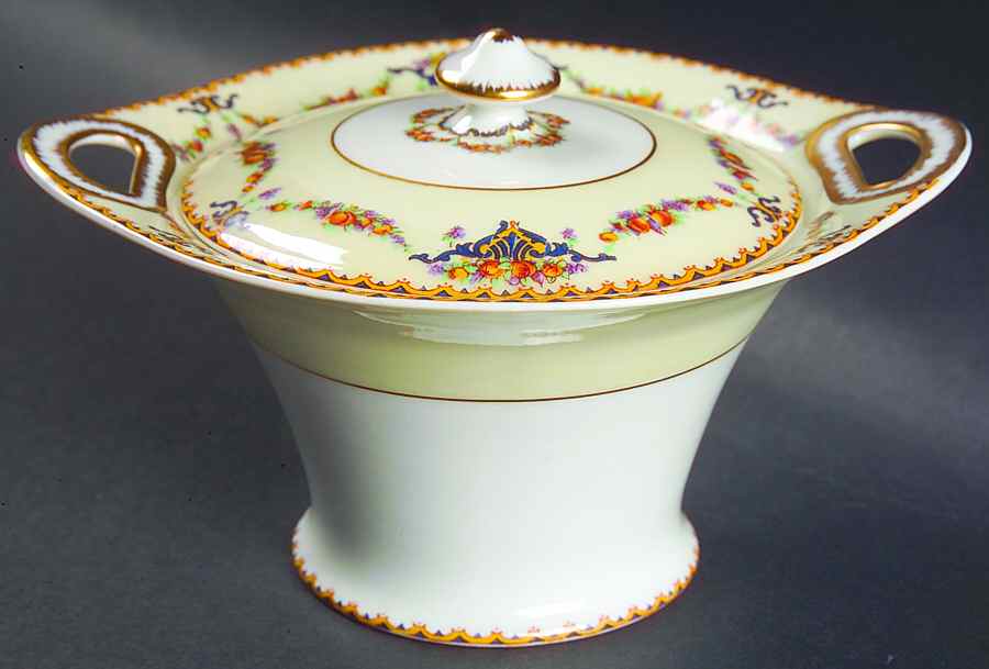 Pomona (Cream, Gold Verge) Sugar Bowl & Lid by Haviland-1