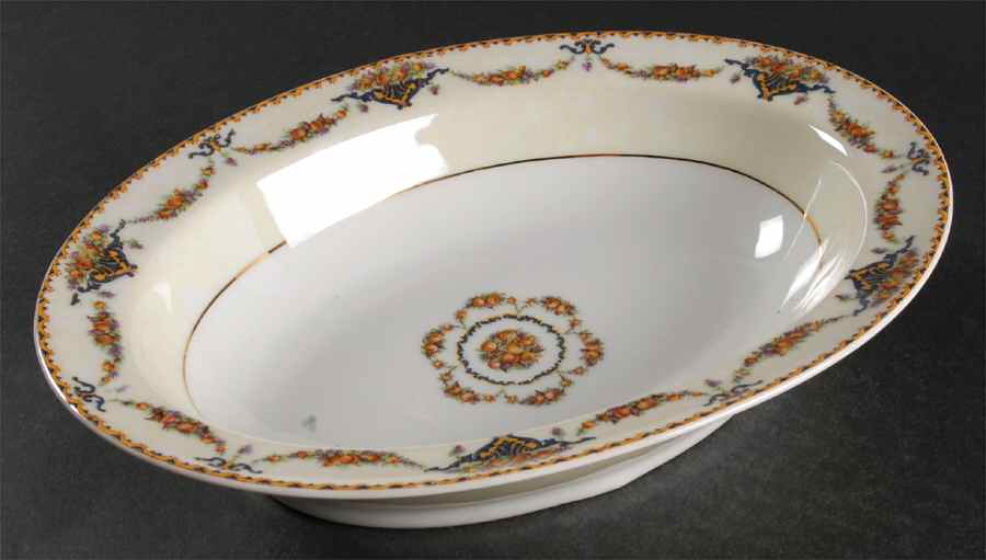 Pomona (Cream, Gold Verge) 9" Oval Vegetable Bowl by Haviland-1