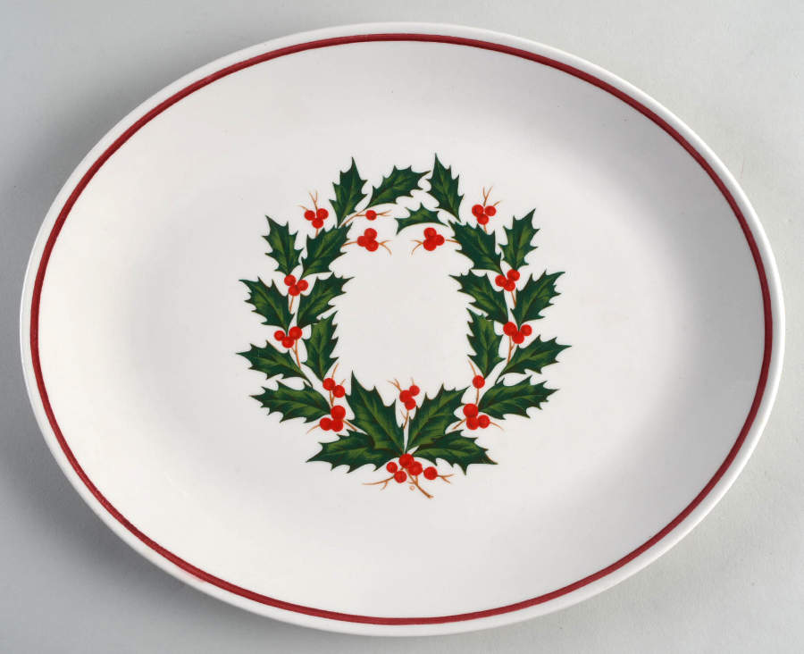 HLC76 RED 13" Oval Serving Platter by Homer Laughlin -1