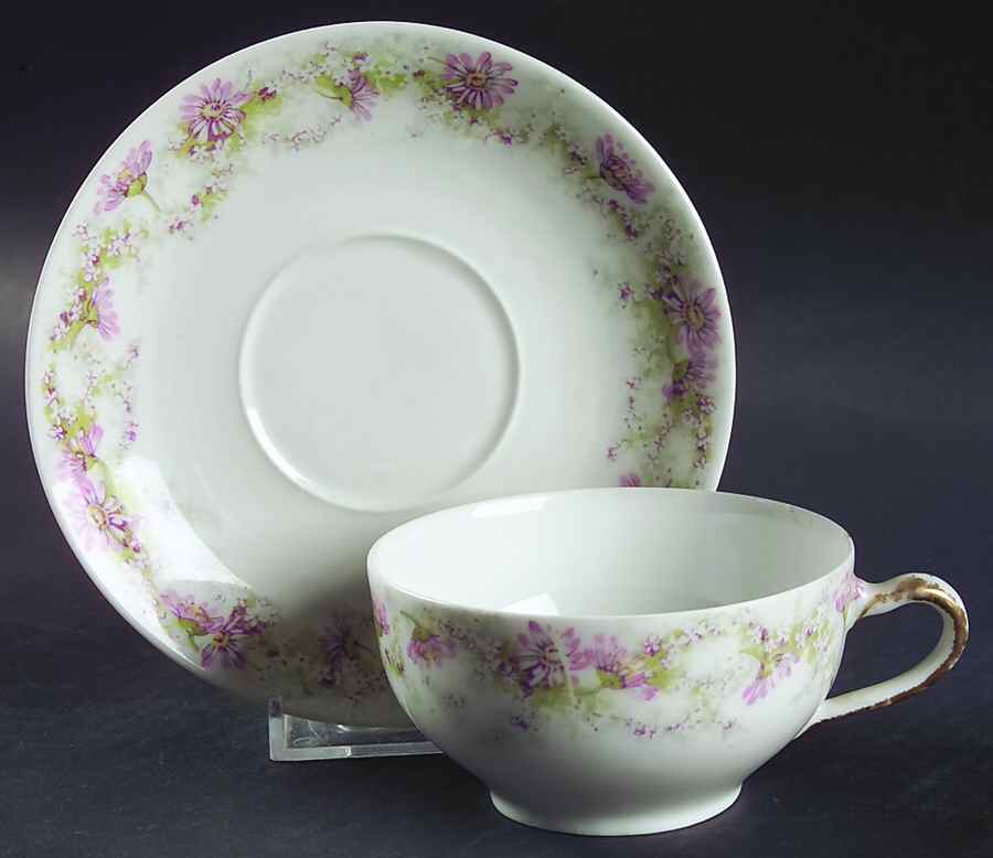Schleiger 854 Flat Cup & Saucer Set by Haviland-1