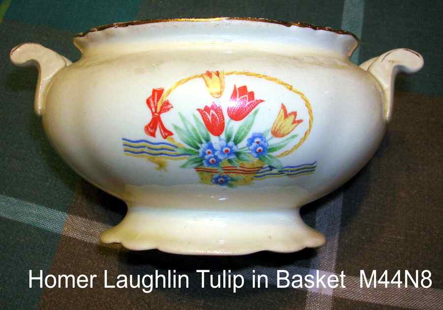 Tulips In A Basket Sugar Bowl No Lid by Homer Laughlin -1