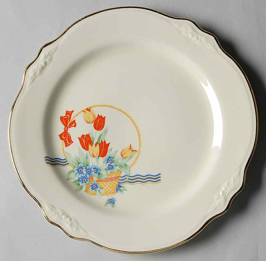 Tulips In A Basket Dessert/Pie Plate by Homer Laughlin -1