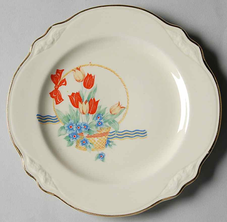 Tulips In A Basket Bread & Butter Plate by Homer Laughlin -1