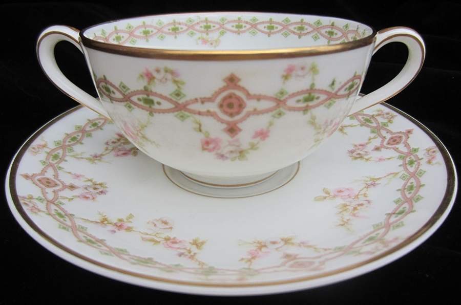 H985 Footed Bouillon Cup & Saucer by Haviland-1