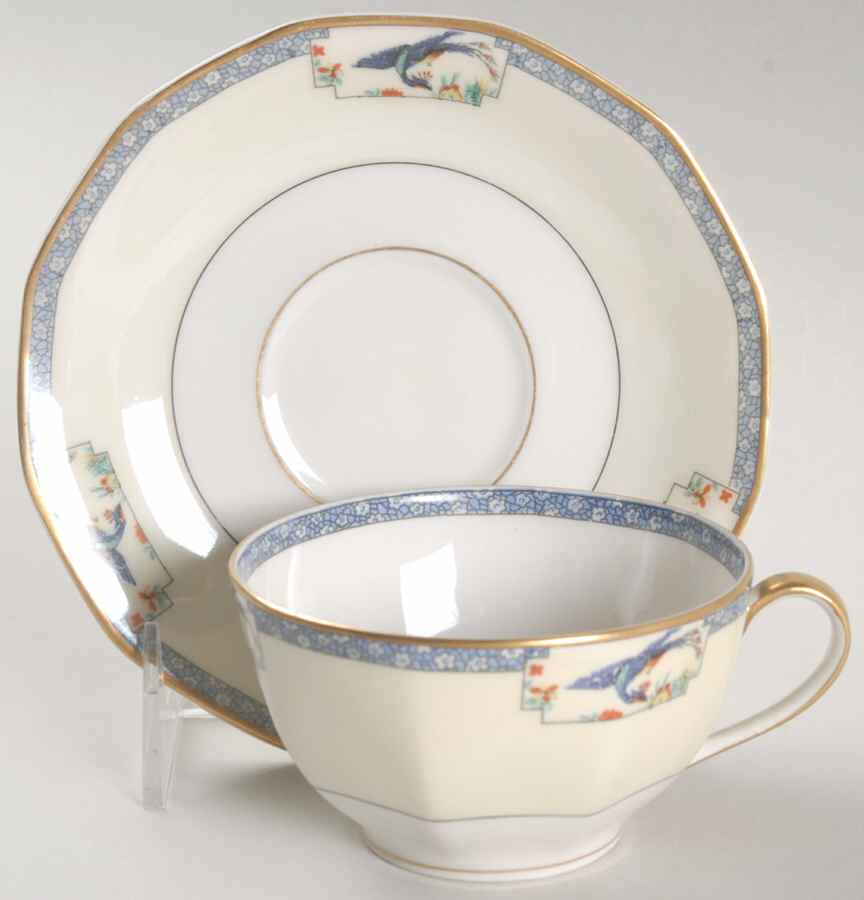Calcutta (Cream Rim) Flat Cup & Saucer Set by Haviland-1
