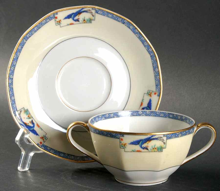 Calcutta (Cream Rim) Flat Bouillon Cup & Saucer by Haviland-1