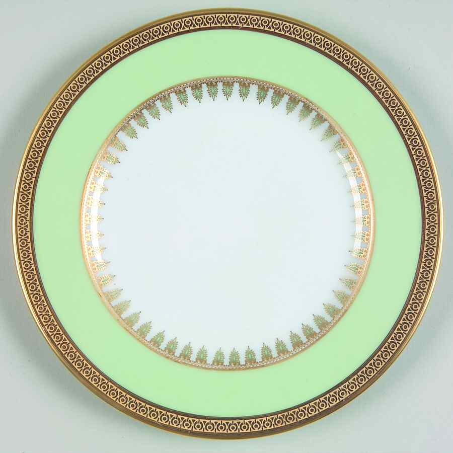 Oasis Green (Green Band, Gold Encrusted) Bread & Butter Plate by Haviland-1