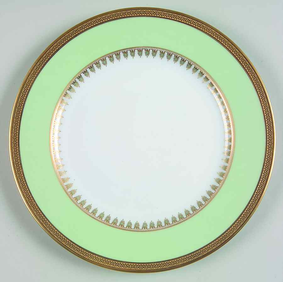 Oasis Green (Green Band, Gold Encrusted) Dessert Luncheon Plate by Haviland-1
