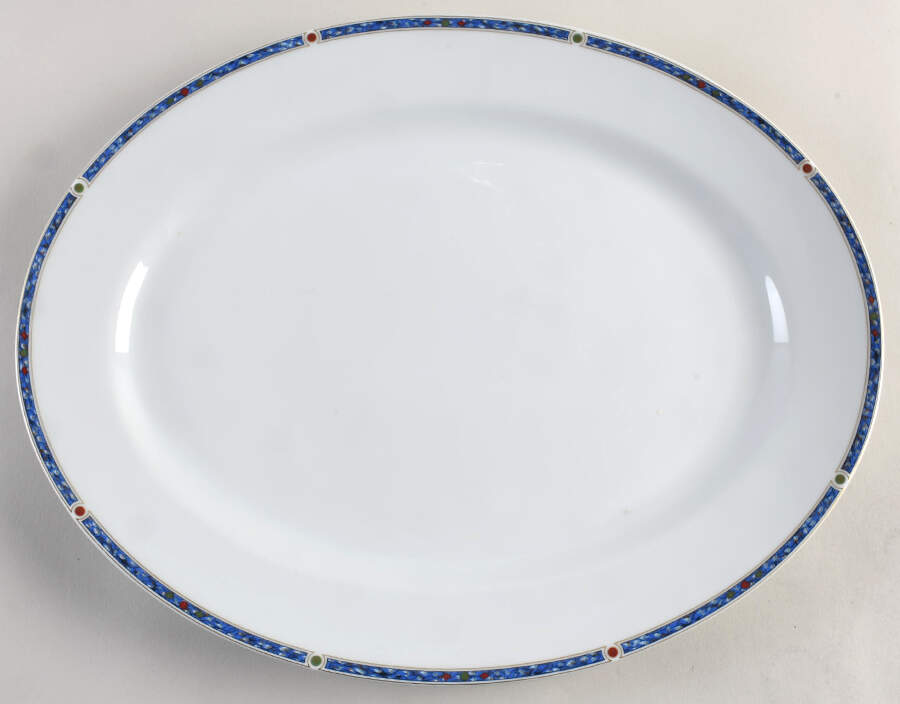 Chatelaine Blue 15" Oval Serving Platter by Haviland-1