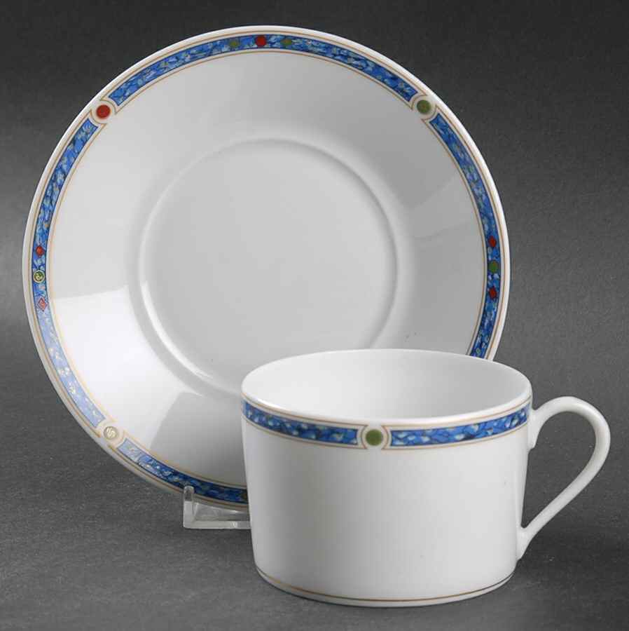 Chatelaine Blue Flat Cup & Saucer Set by Haviland-1