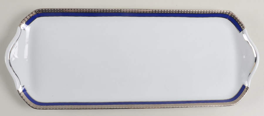 Symphonie Blue Platinum Oblong Cake Plate by Haviland-1
