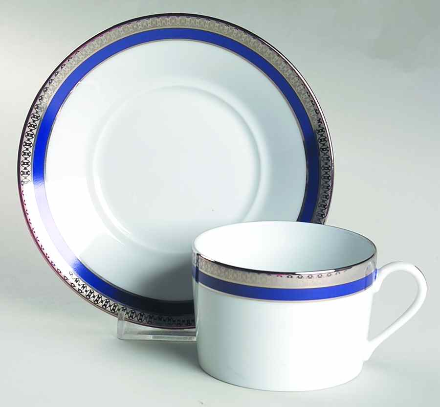 Symphonie Blue Platinum Flat Cup & Saucer Set by Haviland-1