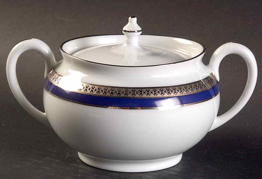 Symphonie Blue Platinum Sugar Bowl & Lid by Haviland-1