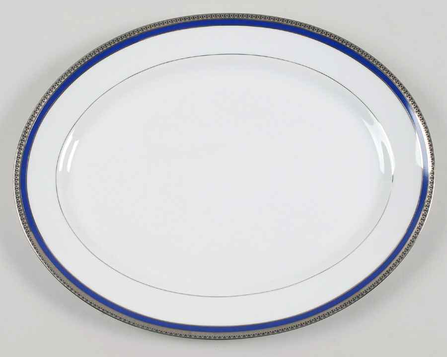 Symphonie Blue Platinum 15" Oval Serving Platter by Haviland-1