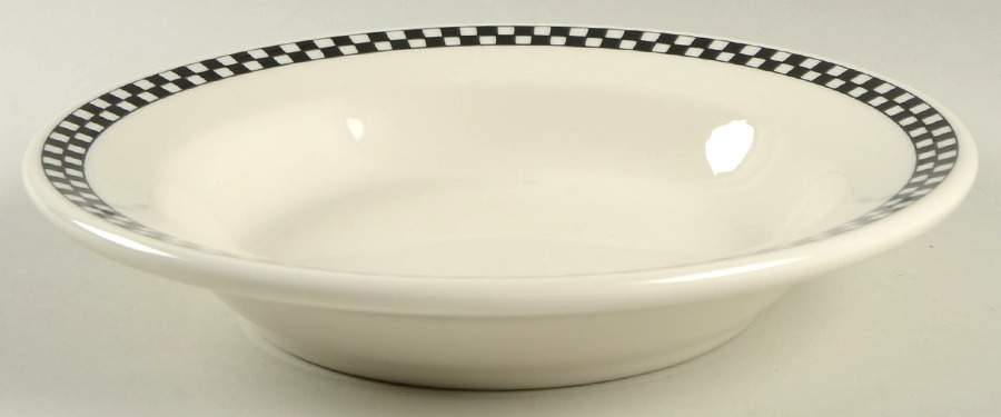 Checkers Black Large Rim Soup Bowl by Homer Laughlin -1